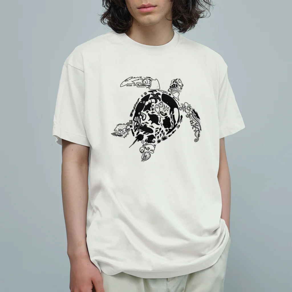 びりぃのうみがめ さかな（ブラック） Organic Cotton T-Shirt