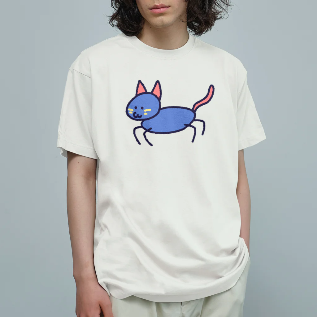 サメ わりとおもいのむらさき色のねこ オーガニックコットンTシャツ