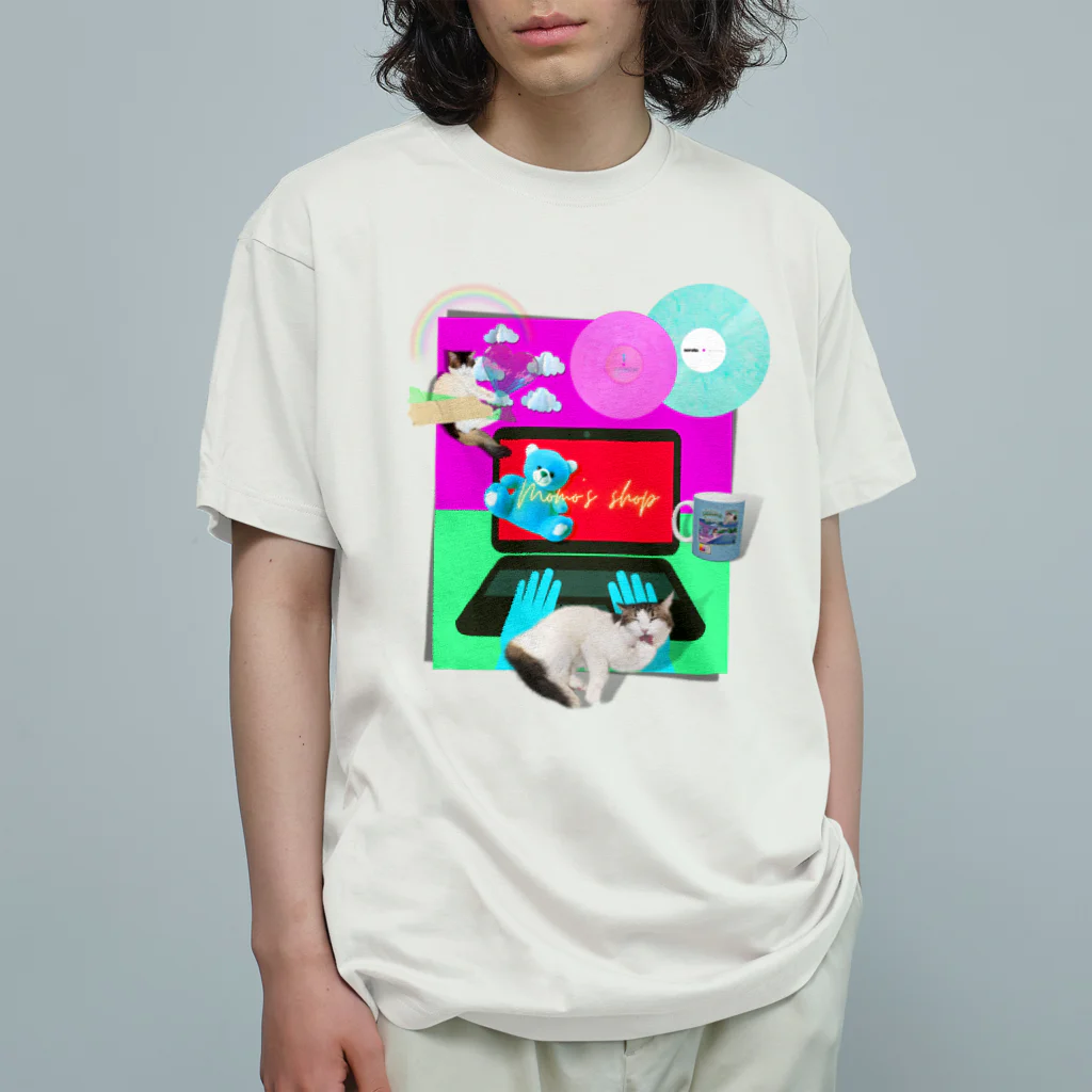 𝙈𝙊𝙈𝙊'𝙨 𝙎𝙝𝙤𝙥のMOMOはPCがお好き-03 オーガニックコットンTシャツ