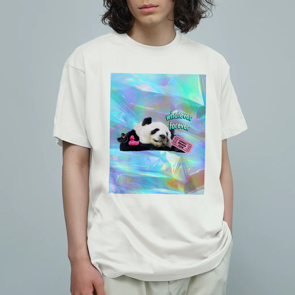 𝙈𝙊𝙈𝙊'𝙨 𝙎𝙝𝙤𝙥のホログラム & レトロpanda-02 オーガニックコットンTシャツ