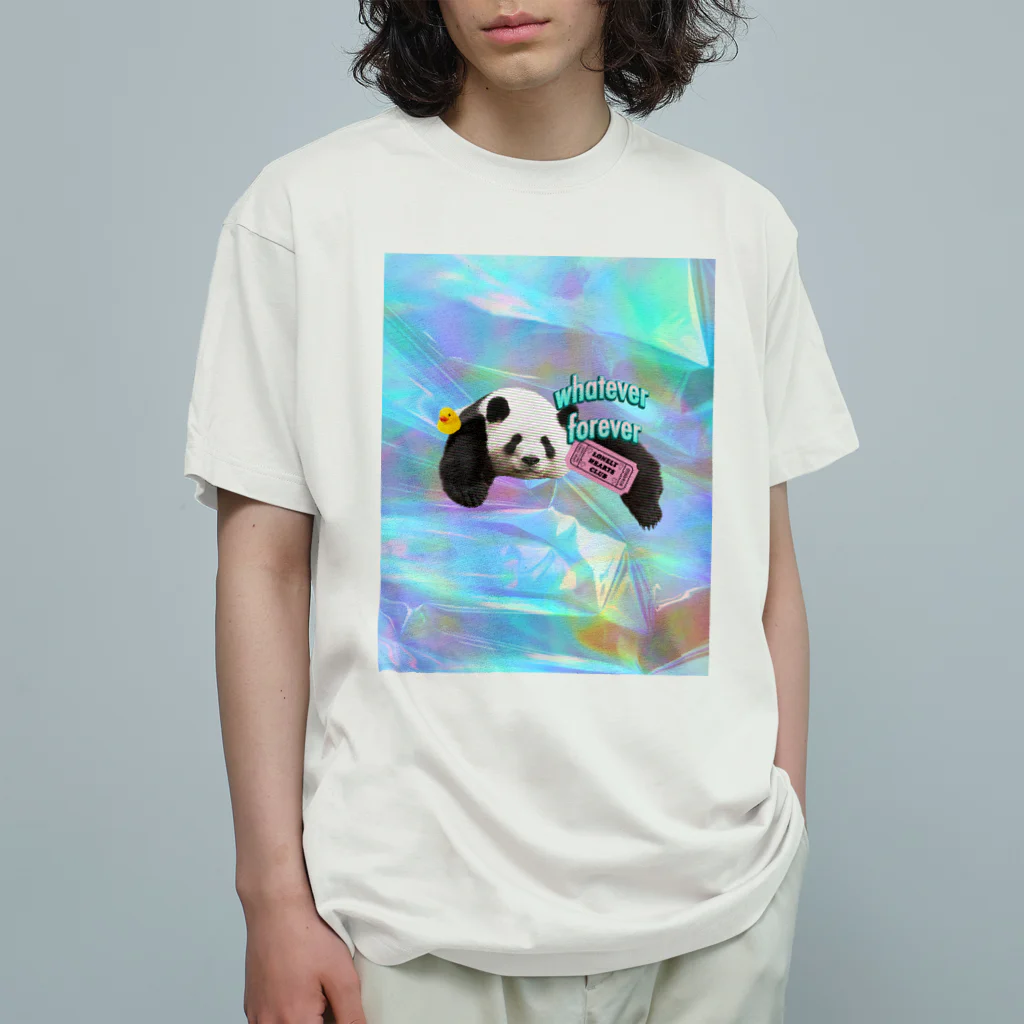 𝙈𝙊𝙈𝙊'𝙨 𝙎𝙝𝙤𝙥のホログラム & レトロpanda-03 オーガニックコットンTシャツ