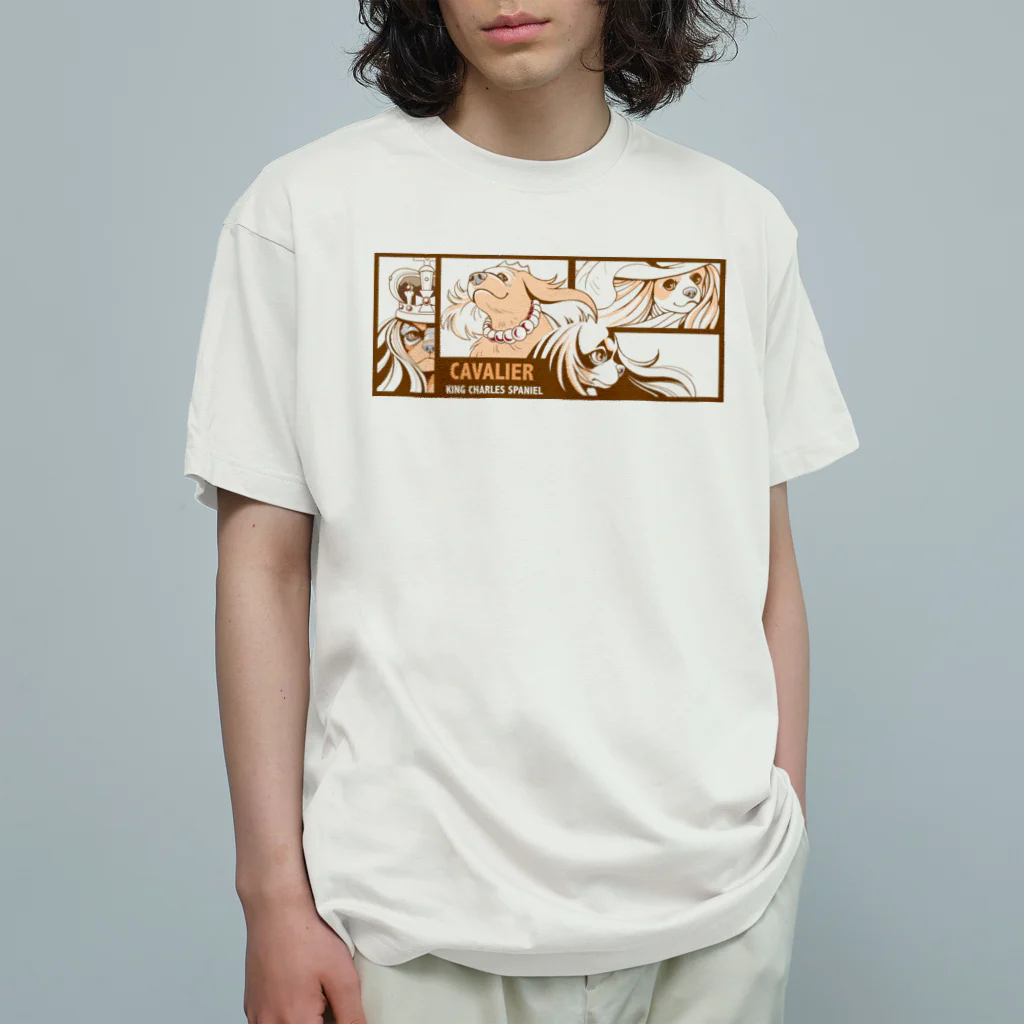 きくはうす  🐾ほぼキャバリアのアメコミ風キャバリア（セピア） Organic Cotton T-Shirt