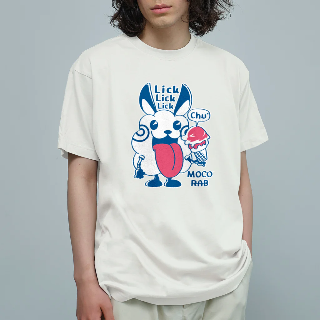 イラスト MONYAAT のモコモコラビット1号*Lick Lick Lick オーガニックコットンTシャツ