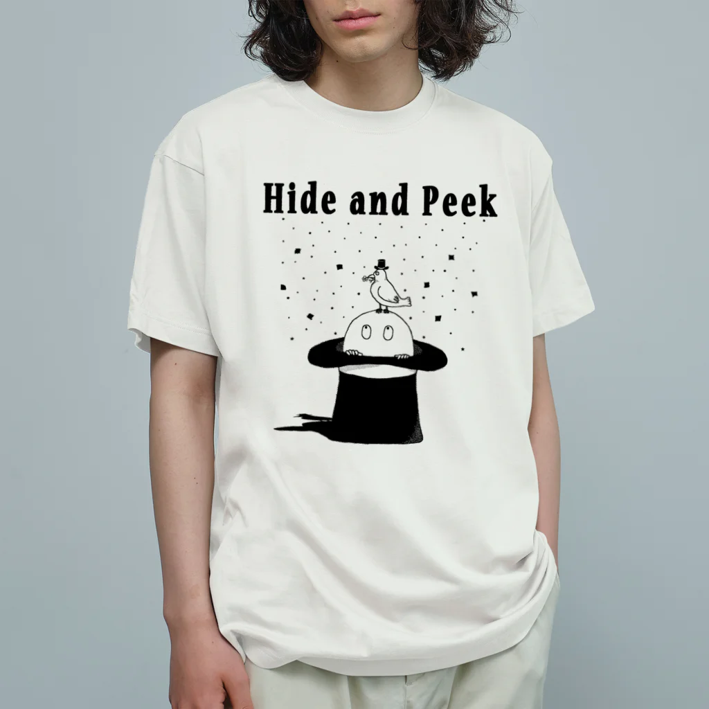 Planet EvansのHide and Peek 帽子の中 オーガニックコットンTシャツ