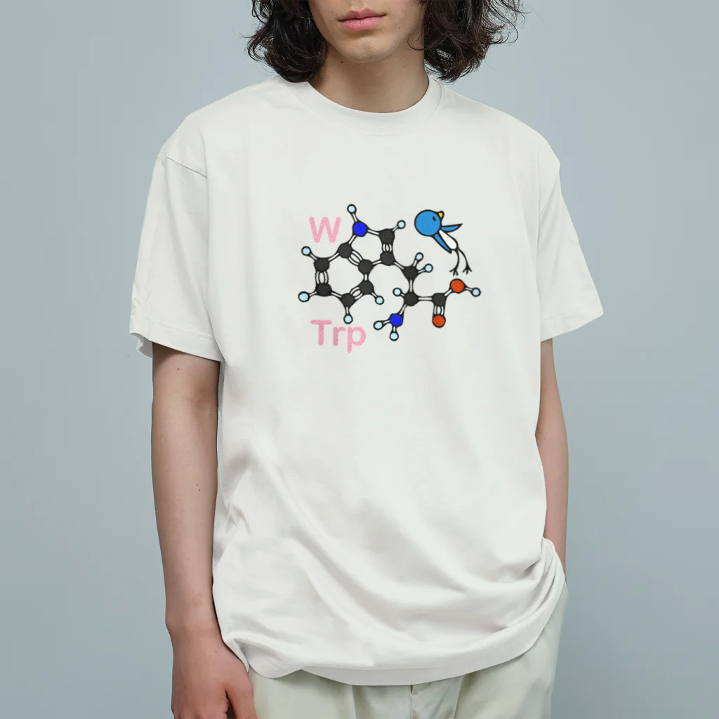 みずしまワークスのアミノ酸ぴよ トリプトファン オーガニックコットンTシャツ