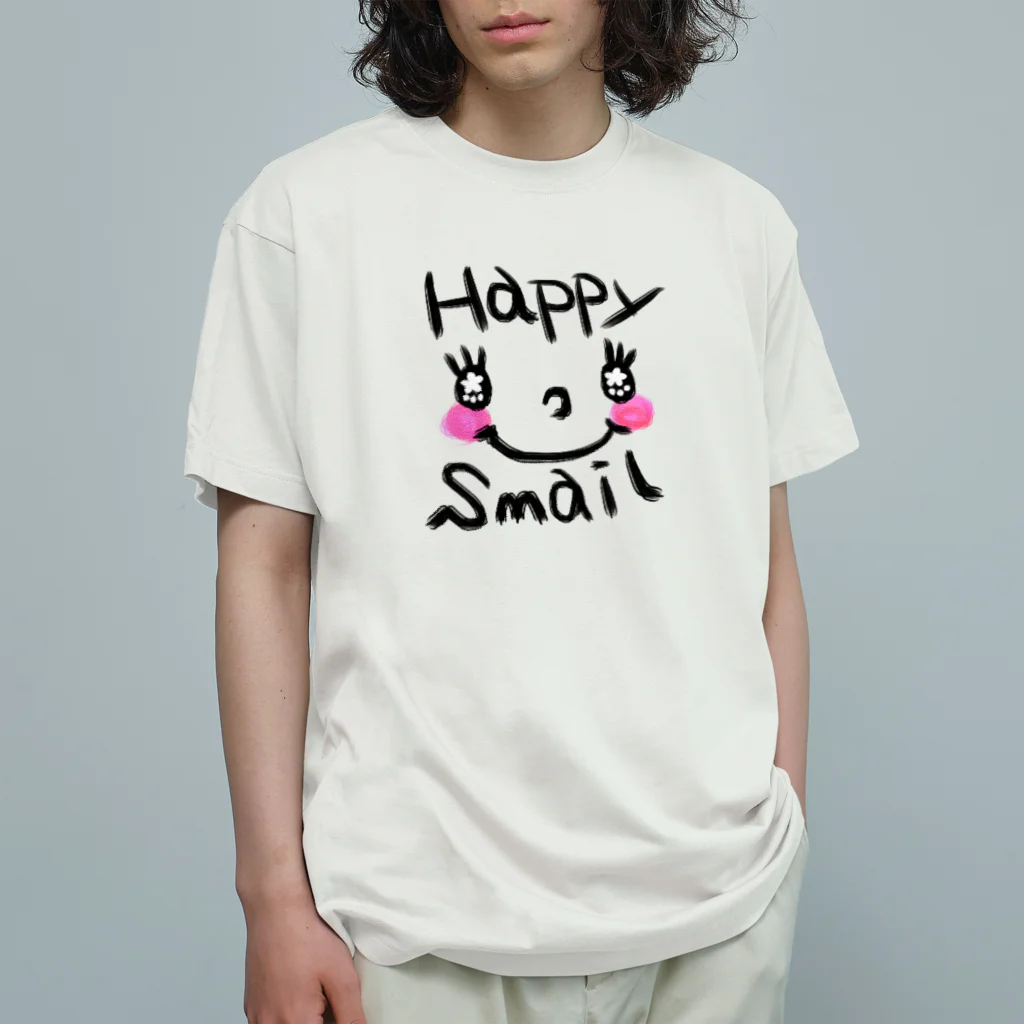 love8peace；MusicのHappyꕤSmile オーガニックコットンTシャツ