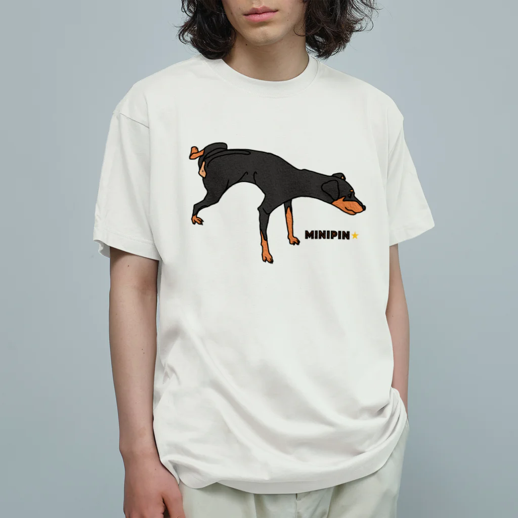 ミニピン クラブ minipin clubのミニチュアピンシャー ミニピン Miniature Pinscher minipin マーキング Organic Cotton T-Shirt