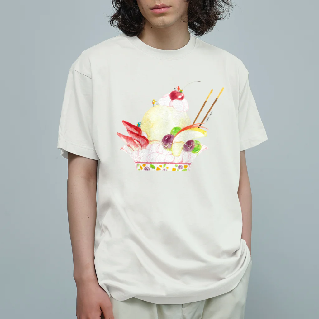 isshiki mayumiのパフェ登山Tシャツ オーガニックコットンTシャツ