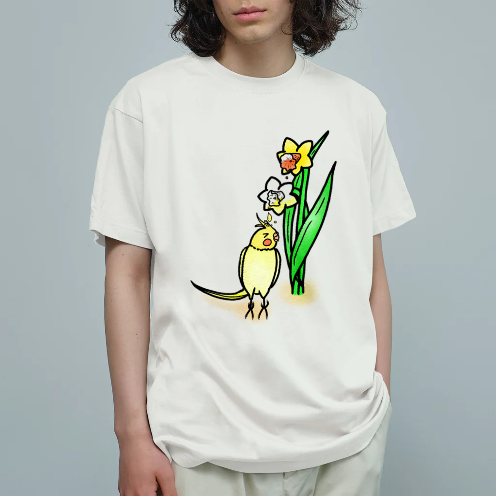 Lily bird（リリーバード）の水仙の雫で染まるオカメインコ① Organic Cotton T-Shirt