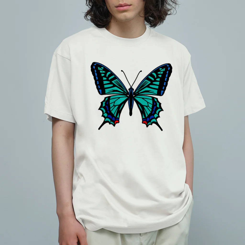 Alba spinaの揚羽蝶 碧瑠璃色 オーガニックコットンTシャツ