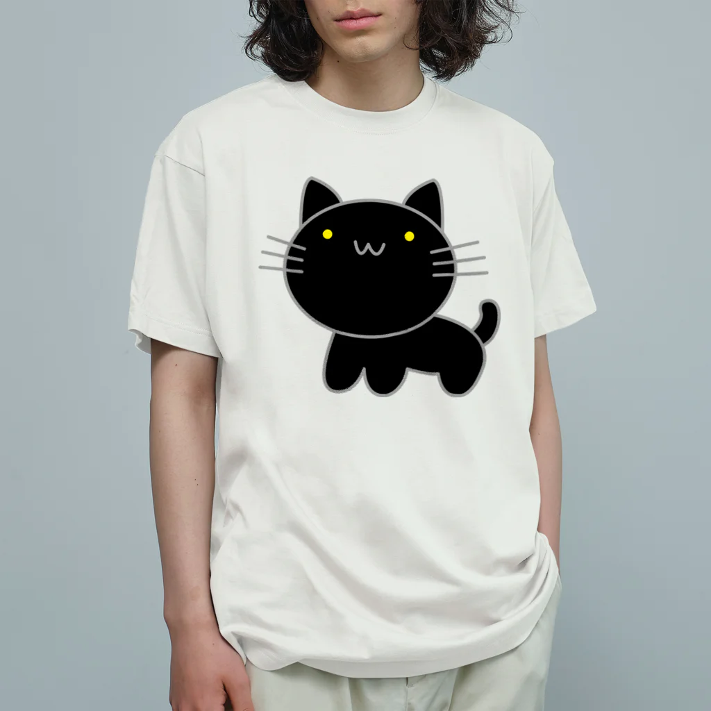 ゴロニャーのダサT屋さんの黒猫 BLACK CAT クロネコ グッズ オーガニックコットンTシャツ