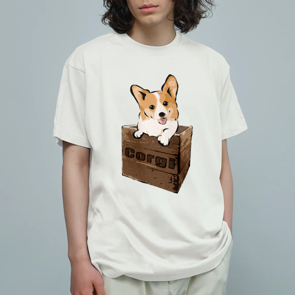 犬グッズの店しえるぶるーの箱入りコーギー オーガニックコットンTシャツ