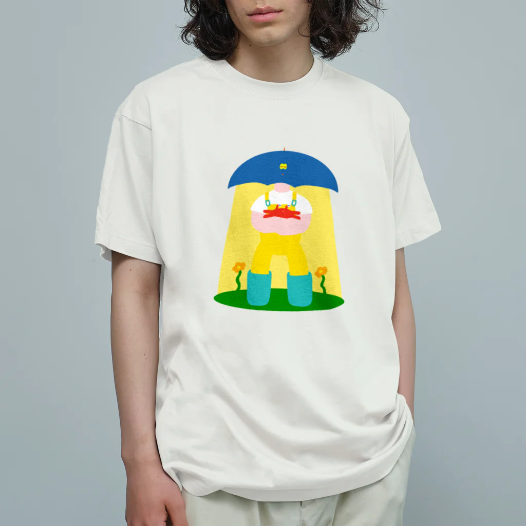 わちゃぽ宇宙人/シマダソラシドのかさのうちゅうじんとカニのあかちゃん オーガニックコットンTシャツ