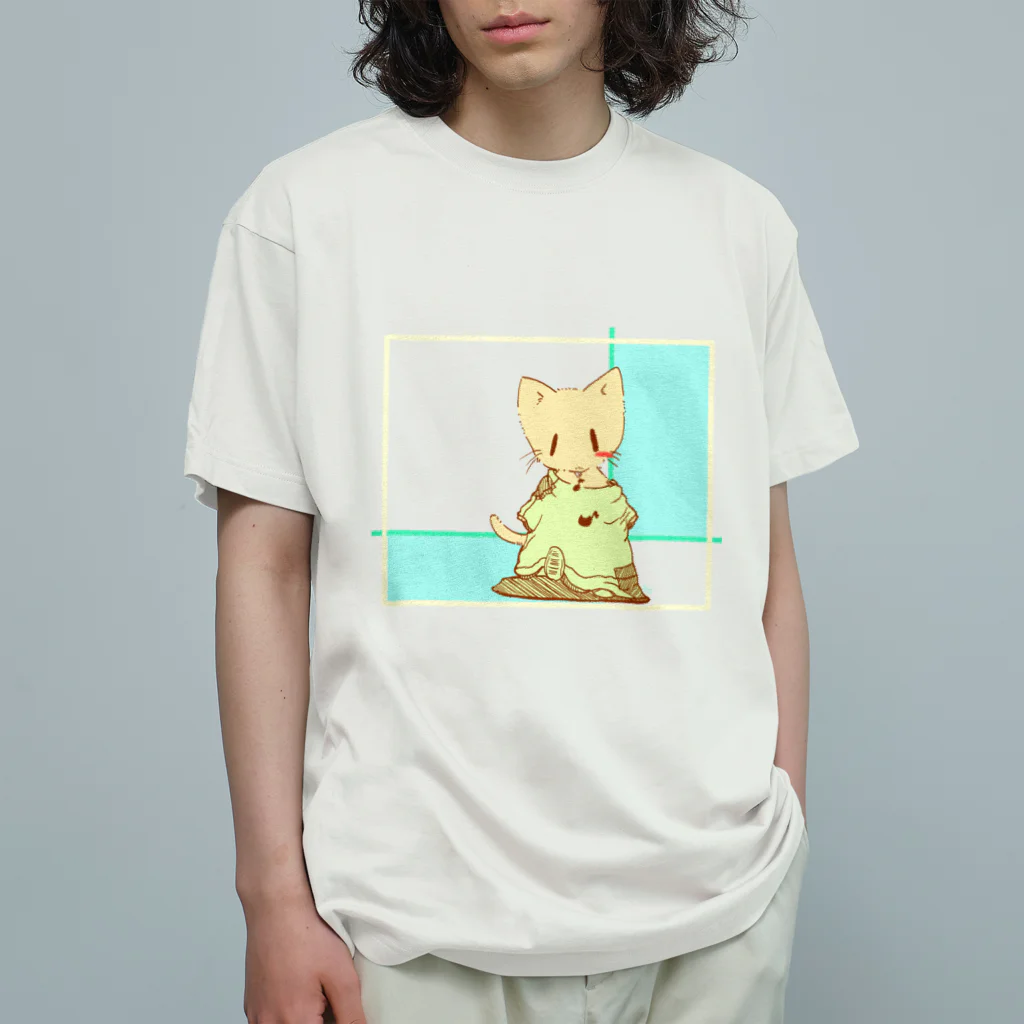 KAZZのだぼっとTシャツにゃんこ オーガニックコットンTシャツ