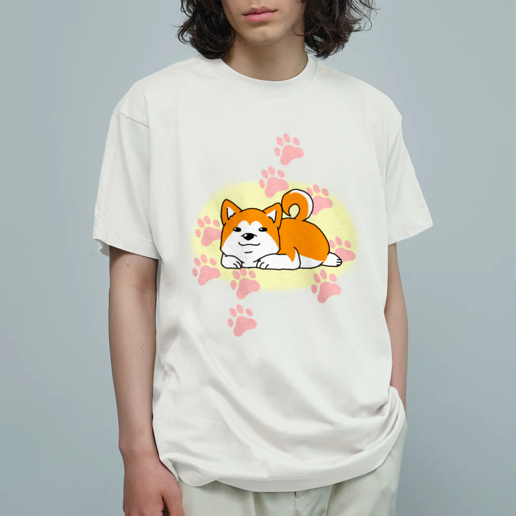 ～しばとねこ～のペタッっと柴犬 オーガニックコットンTシャツ