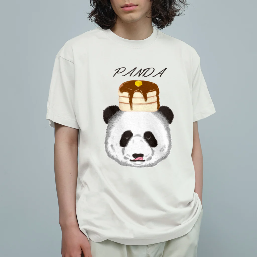 田中ザビエル世界のどうぶつの食いしん坊リアルパンダホットケーキButter Organic Cotton T-Shirt