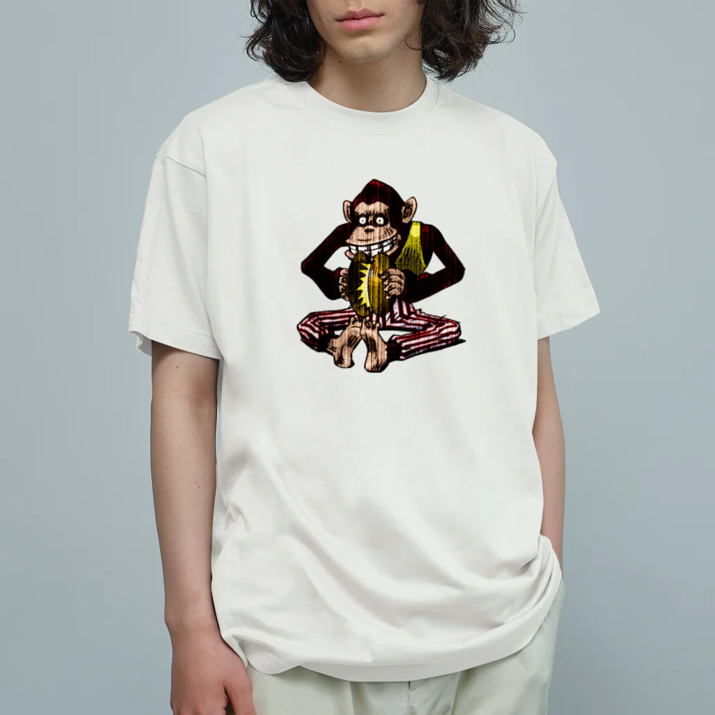 kimchinのちょっとホラーなお猿のシンバル オーガニックコットンTシャツ