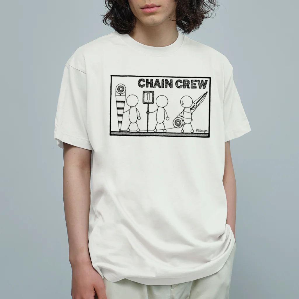 PB.DesignsのPBスティック君 CHAIN CREW Organic Cotton T-Shirt