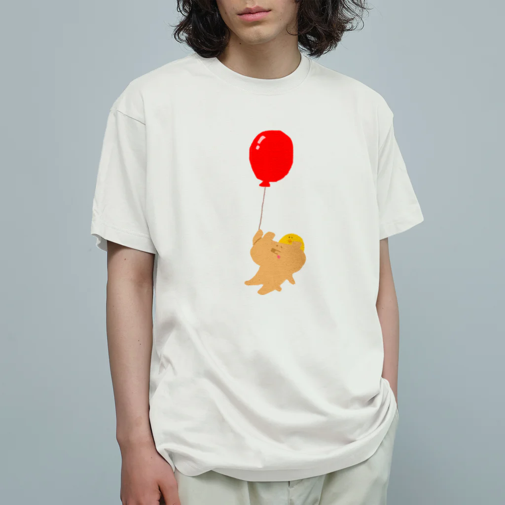 どうぶつえんの風船とわんことひよこ オーガニックコットンTシャツ