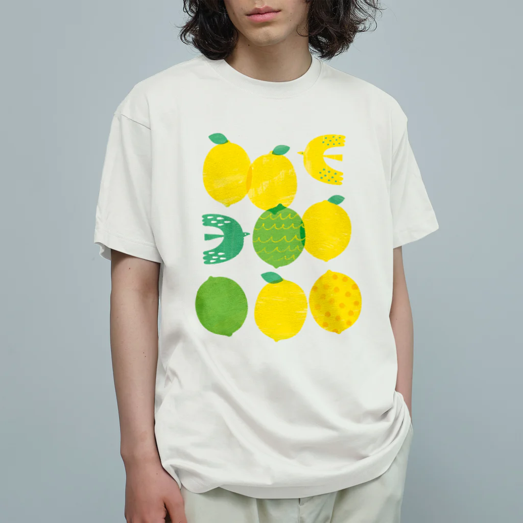 raindropのレモンと鳥 Organic Cotton T-Shirt