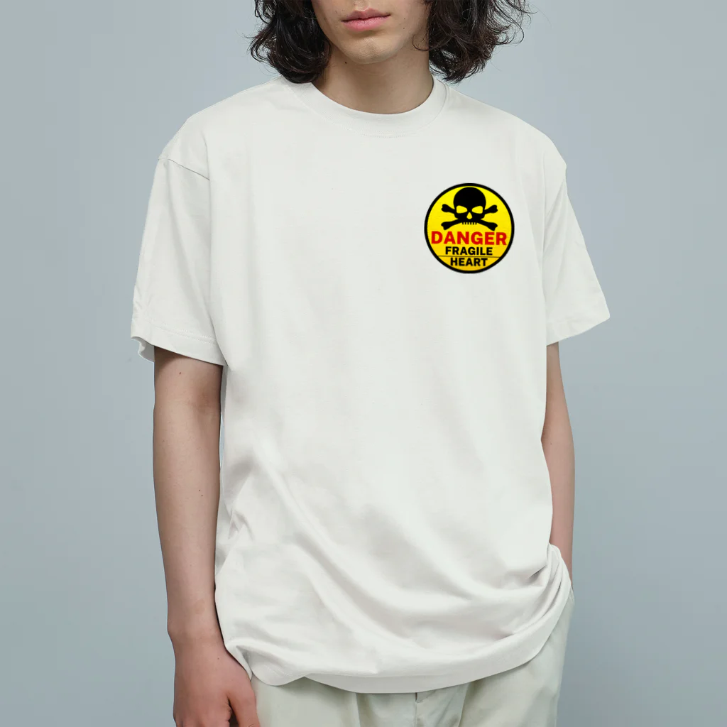 PB.DesignsのFRAGILE HEART -yellow- オーガニックコットンTシャツ