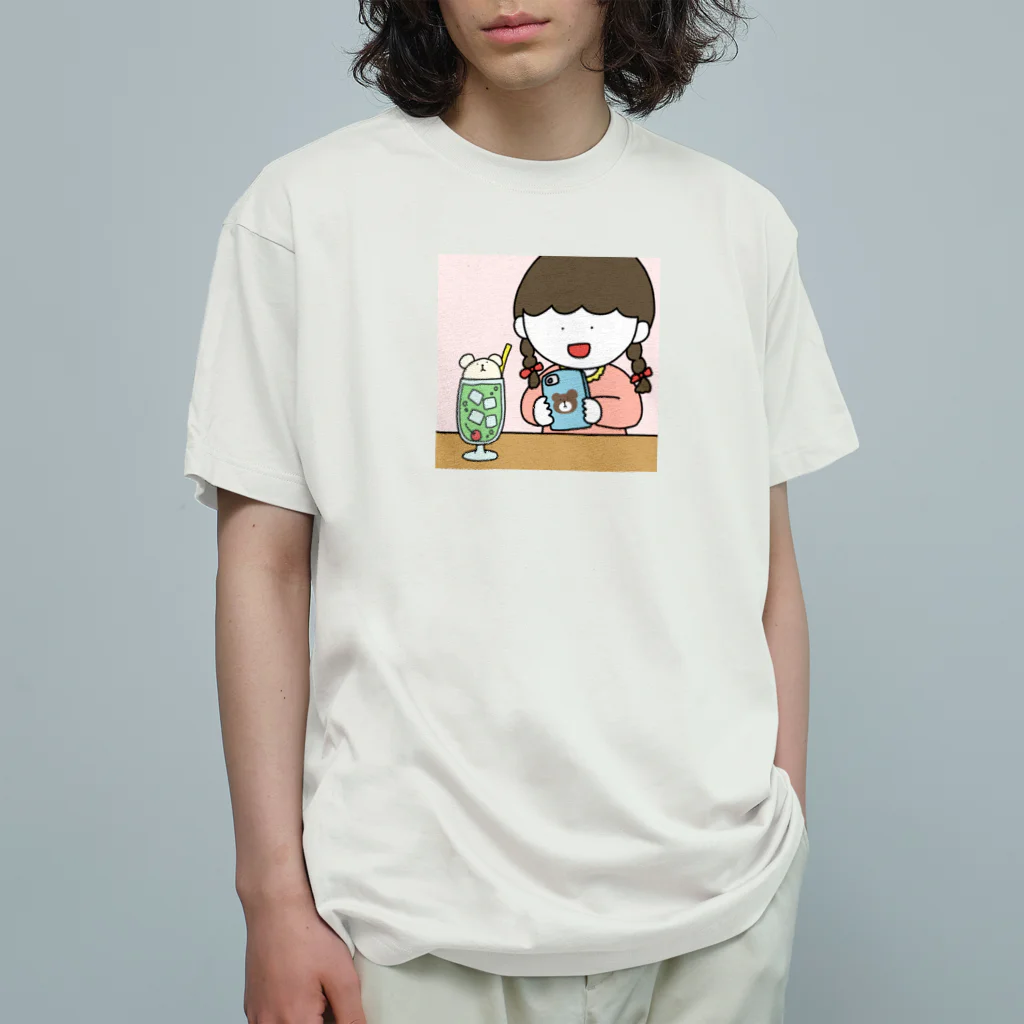 さかもとこのみのグッズやさんのクリームソーダと女の子 オーガニックコットンTシャツ