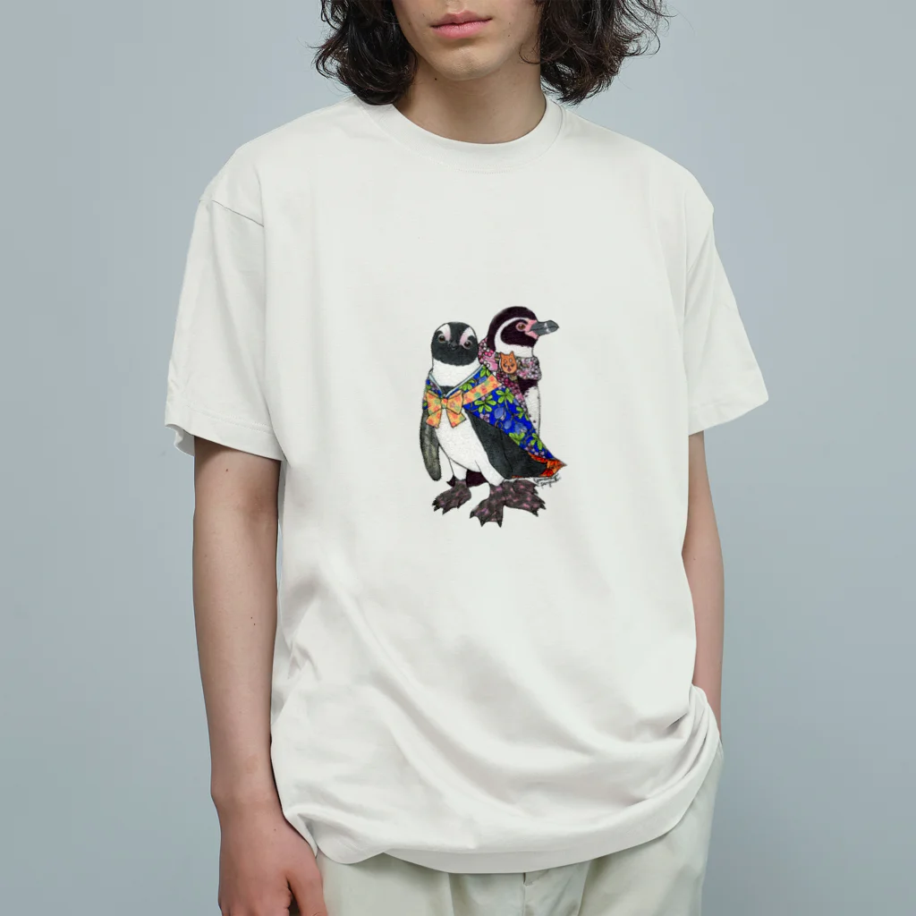 ヤママユ(ヤママユ・ペンギイナ)の着物ぺんぎん―モダンきもののケープとフンボ― Organic Cotton T-Shirt