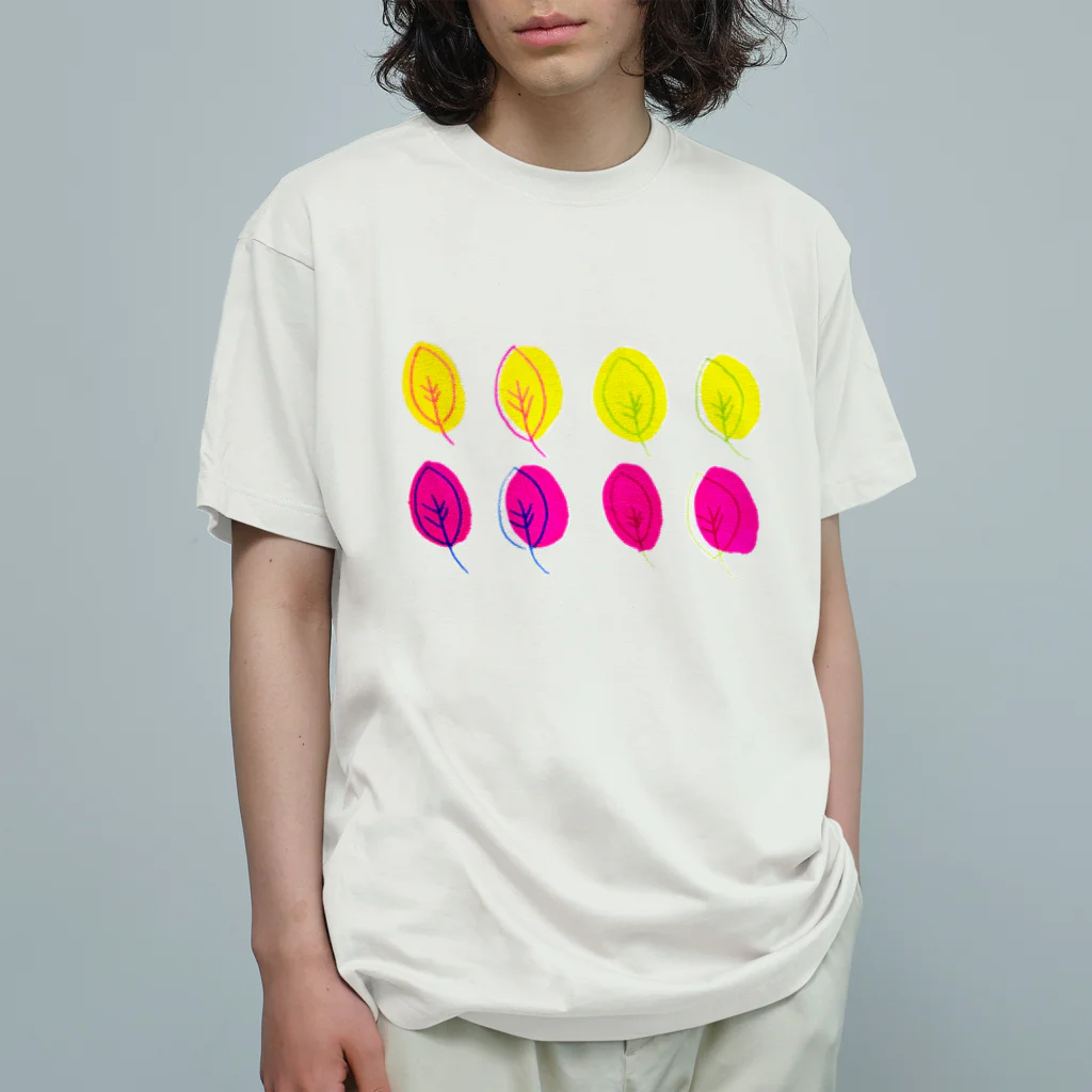 つるはるのカラフルリーフ  No.2 オーガニックコットンTシャツ