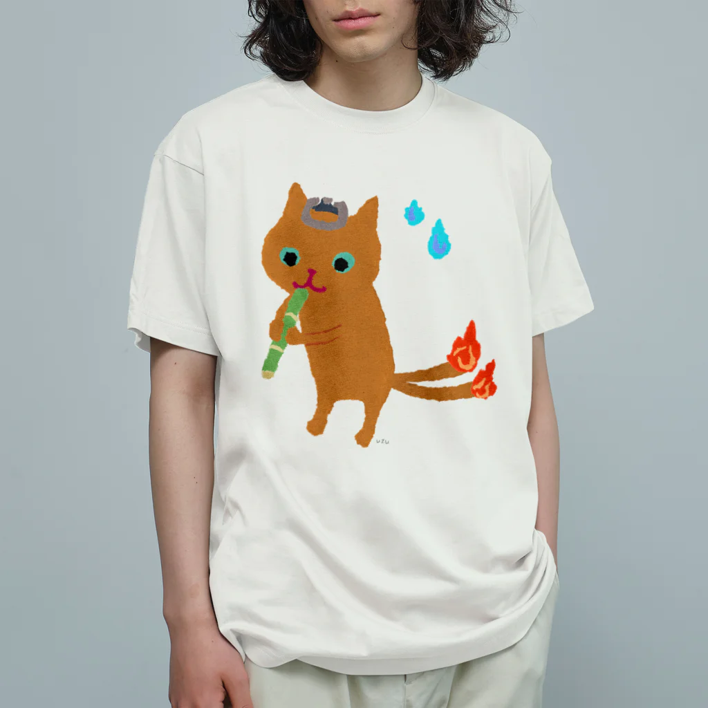 おばけ商店のおばけTシャツ＜でっかい五徳猫＞ オーガニックコットンTシャツ