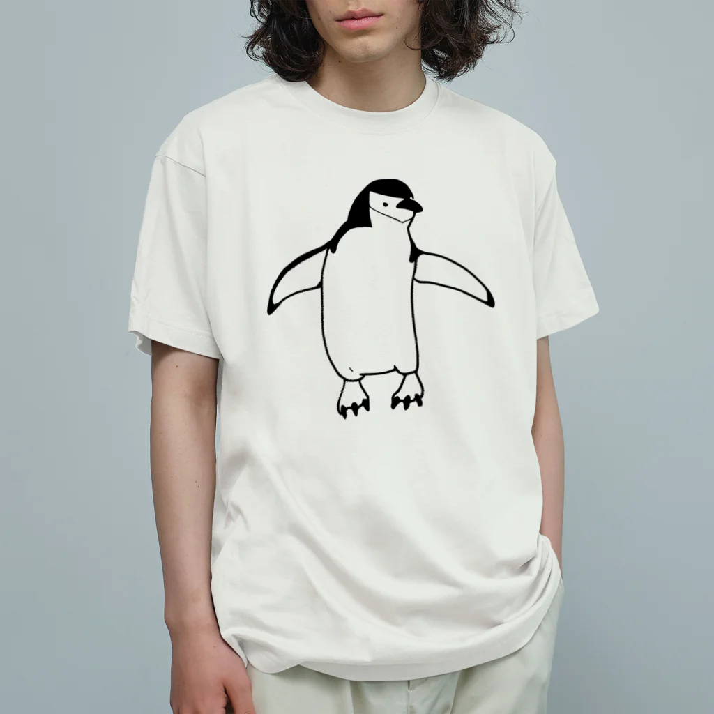 namiparuのシンプルヒゲペンギン（黒線） オーガニックコットンTシャツ