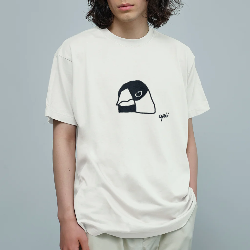 うｐこむの文鳥さんの顔 オーガニックコットンTシャツ