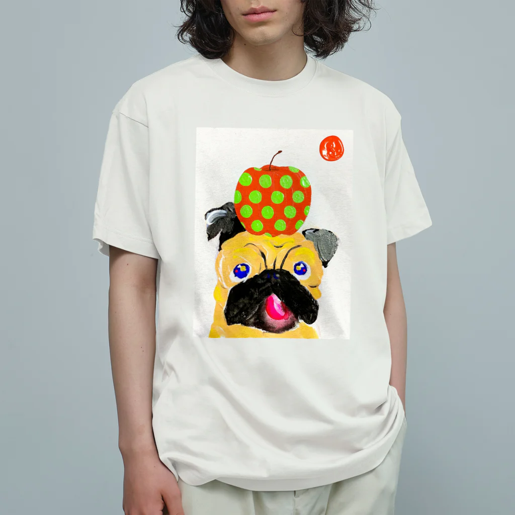 MOCCHIのカラフルショップのパグさんTシャツ🍎 Organic Cotton T-Shirt