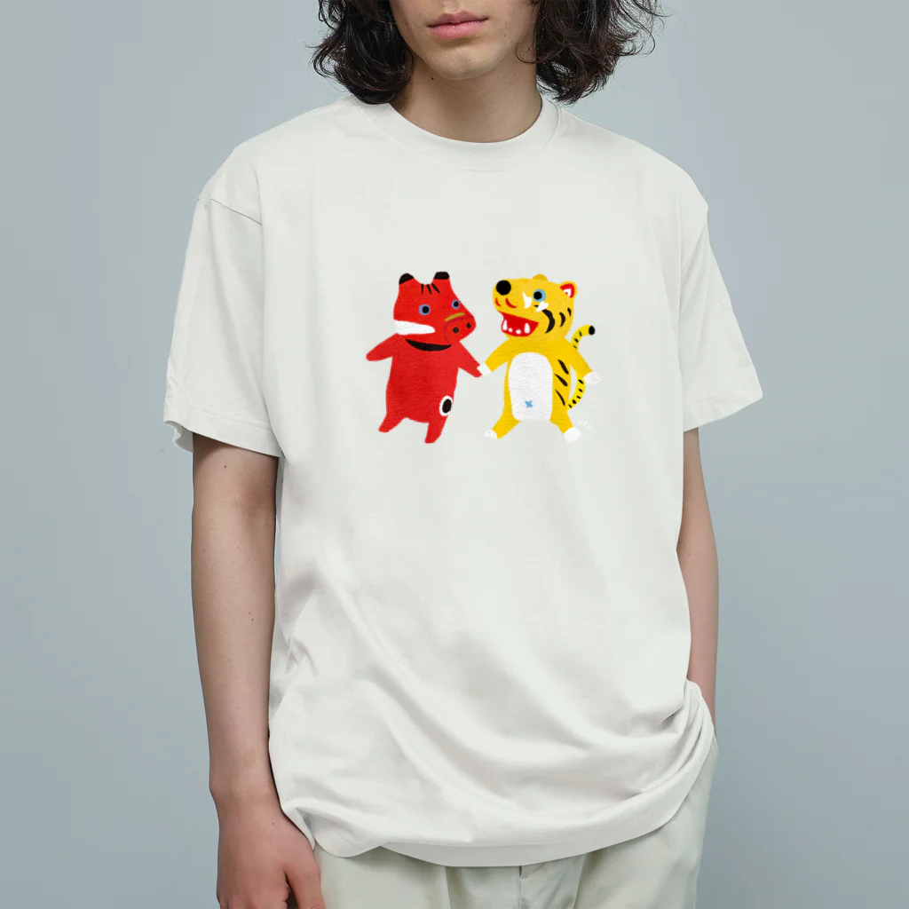 おばけ商店のTOYTOY＜赤べこと張り子の虎＞ オーガニックコットンTシャツ