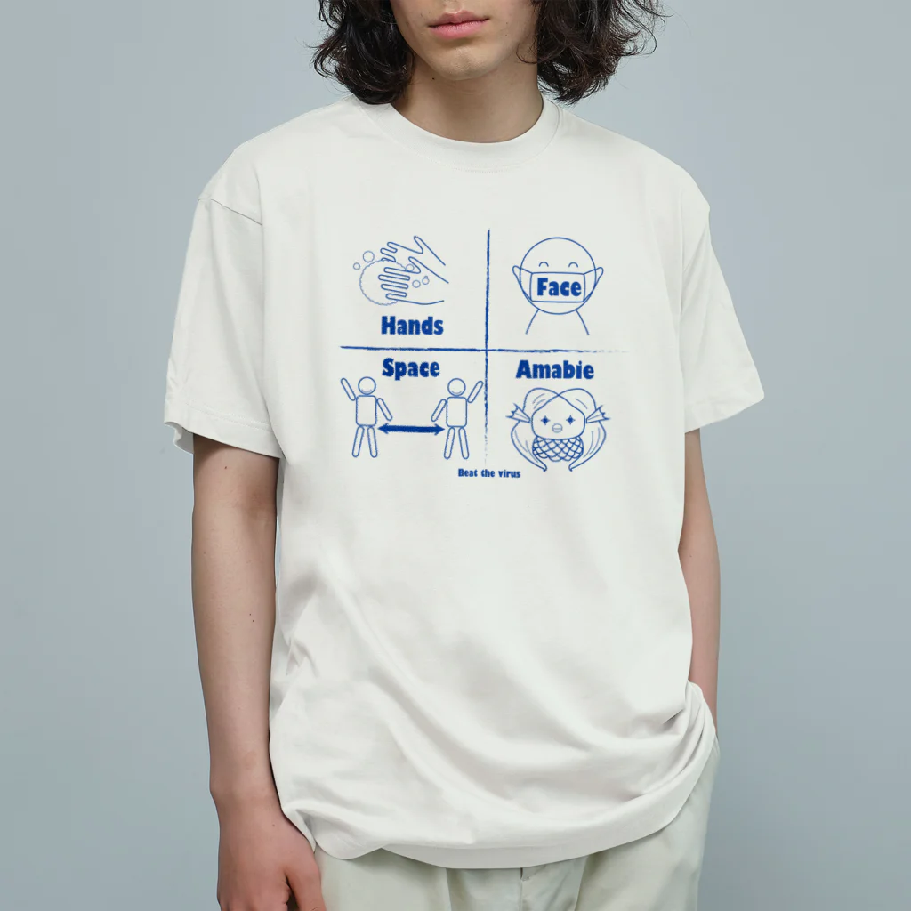 K＿Moonのアマビエブルー オーガニックコットンTシャツ