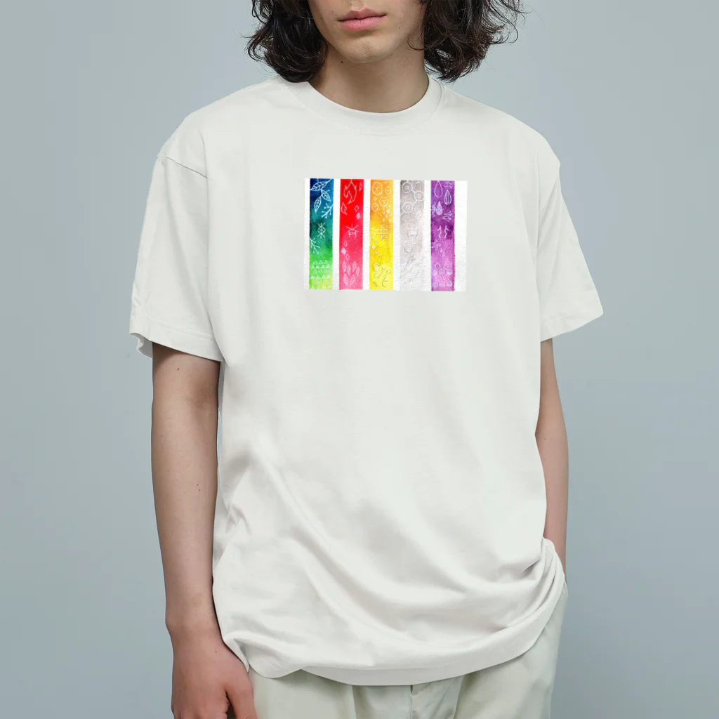 NINEの水彩 五色帯 Organic Cotton T-Shirt