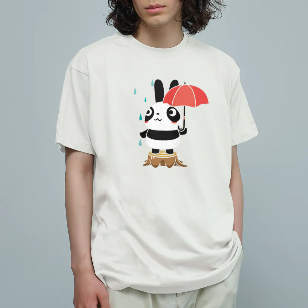 イラスト MONYAAT のラビットパンダ オーガニックコットンTシャツ