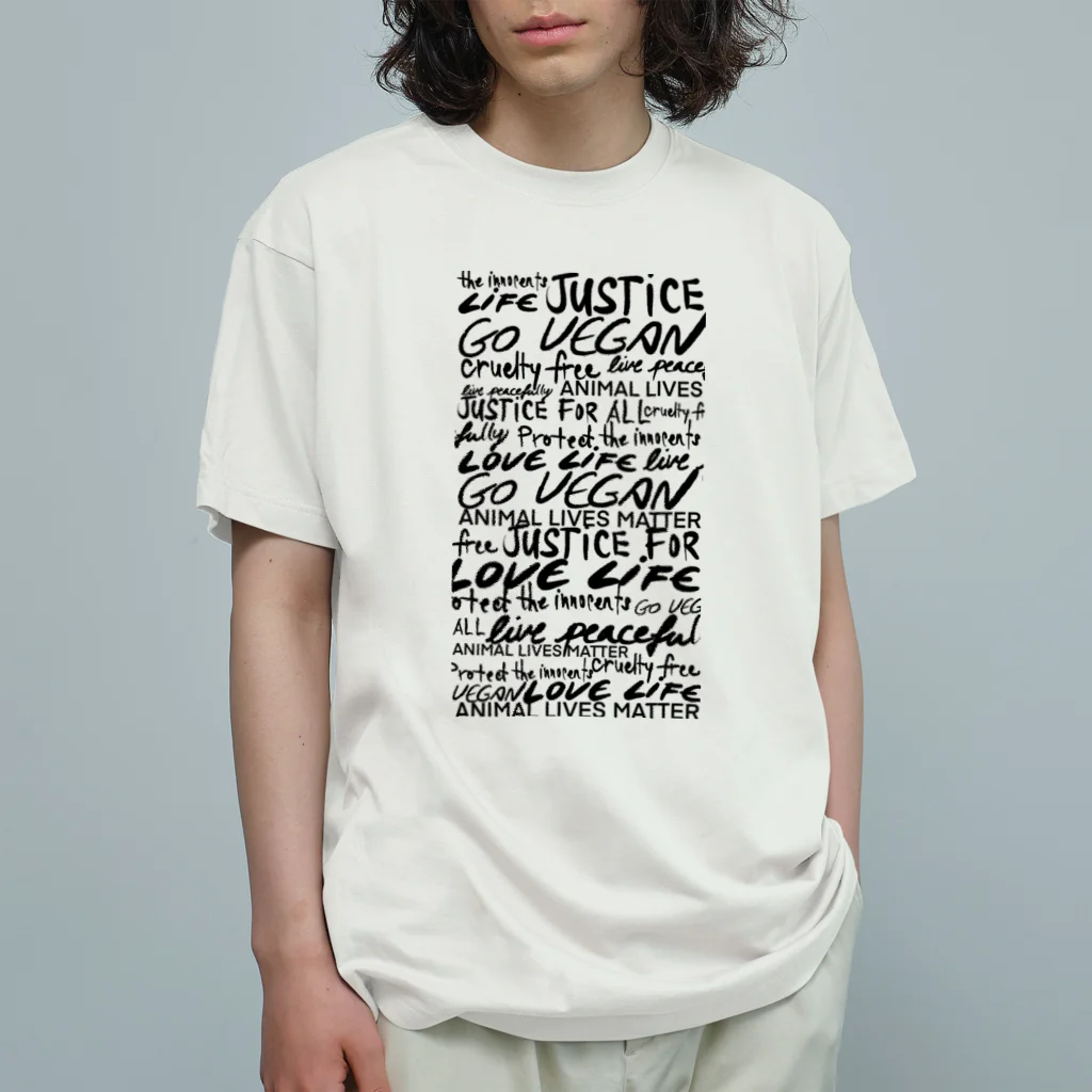 Niea999’s プチハッピー shopのLove life, go vegan オーガニックコットンTシャツ