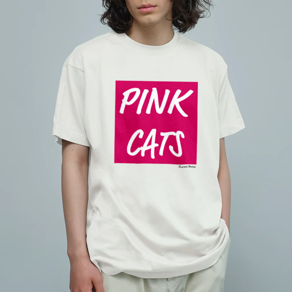 ReeminDesignのPINK CATS オーガニックコットンTシャツ