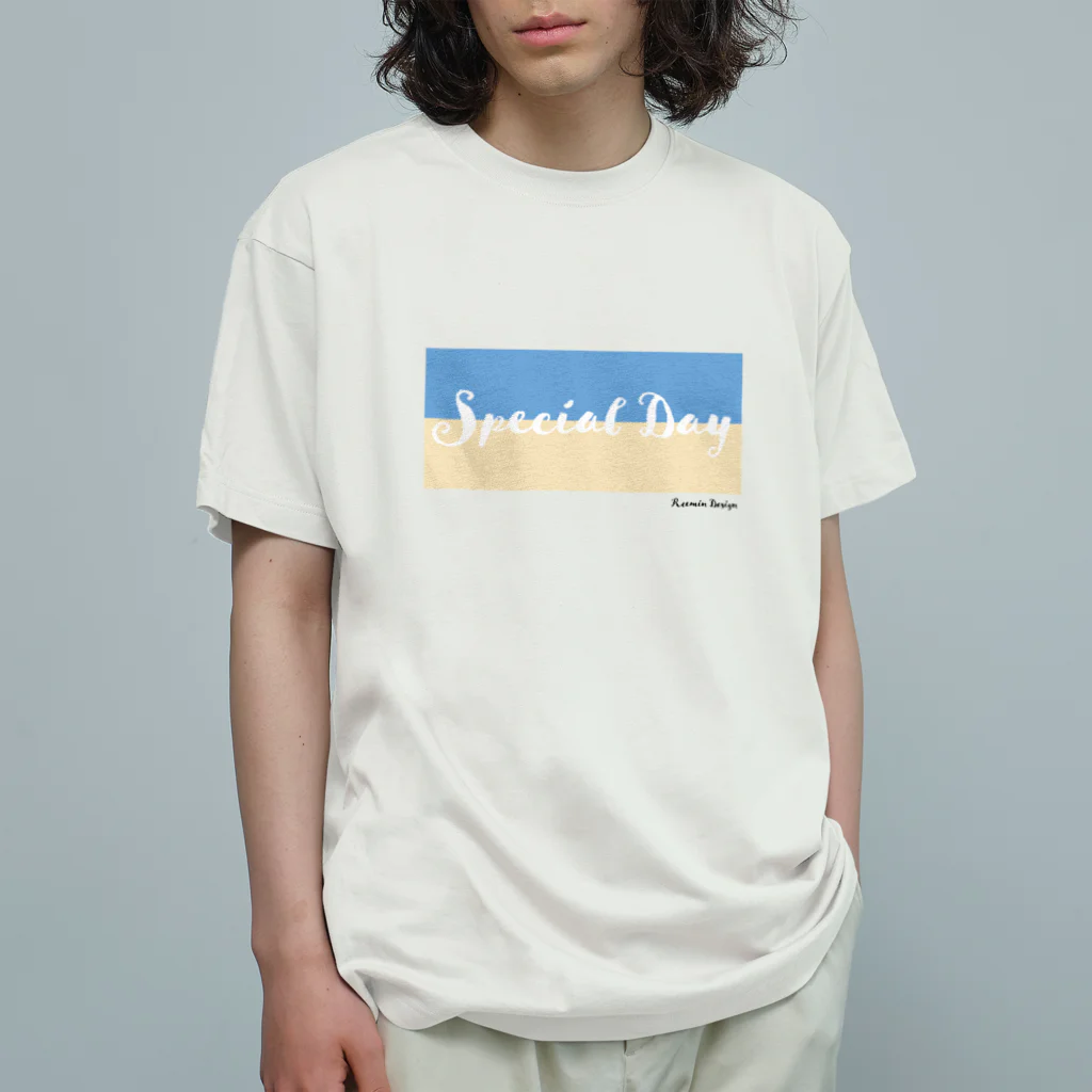 ReeminDesignのSpecialDay-Blue オーガニックコットンTシャツ