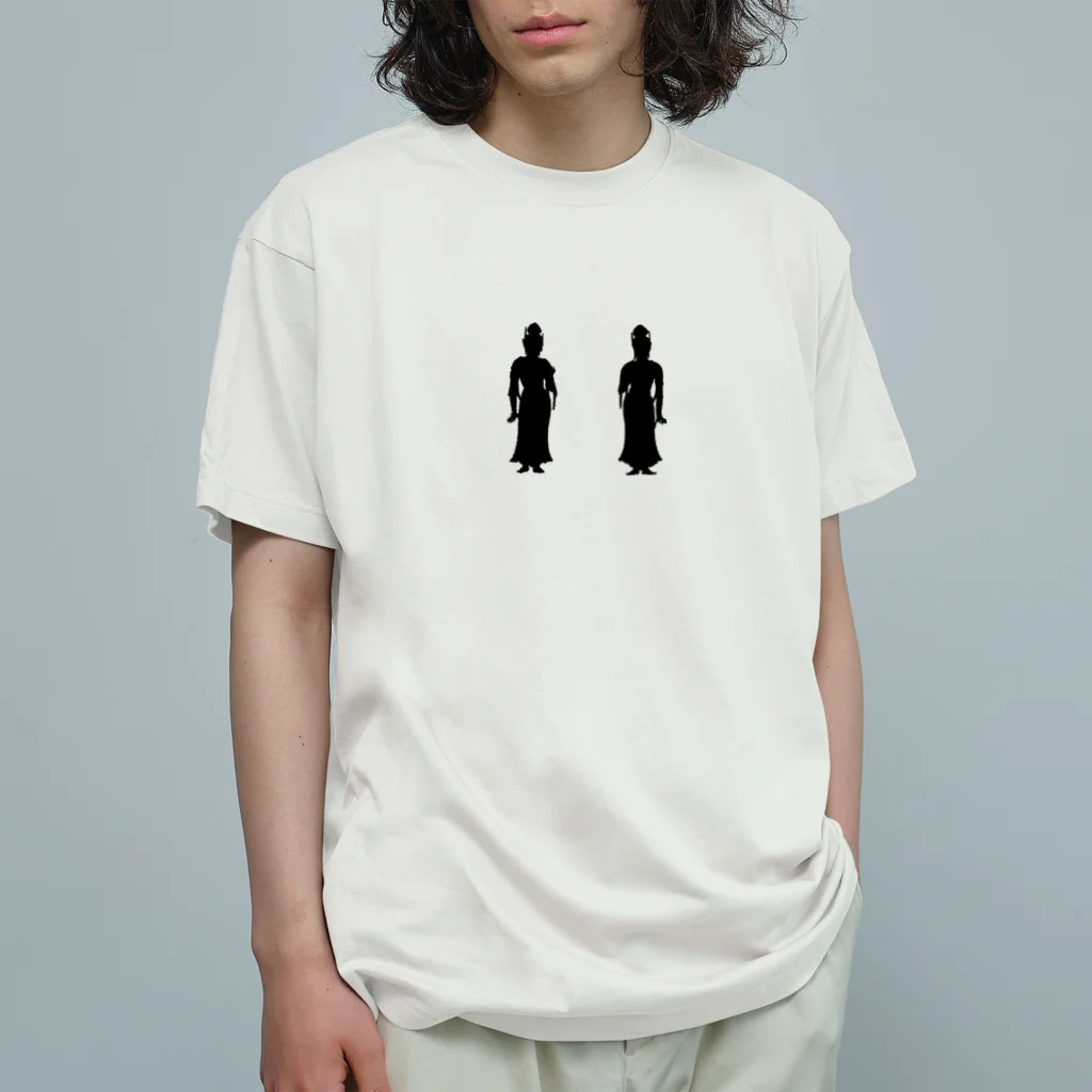 山の門の菩薩(黒)ディスタンス Organic Cotton T-Shirt