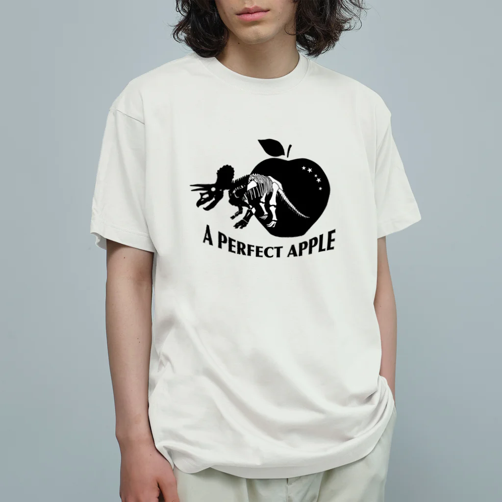 ばいたるBOXのトリケラトプスとリンゴ黒 Organic Cotton T-Shirt