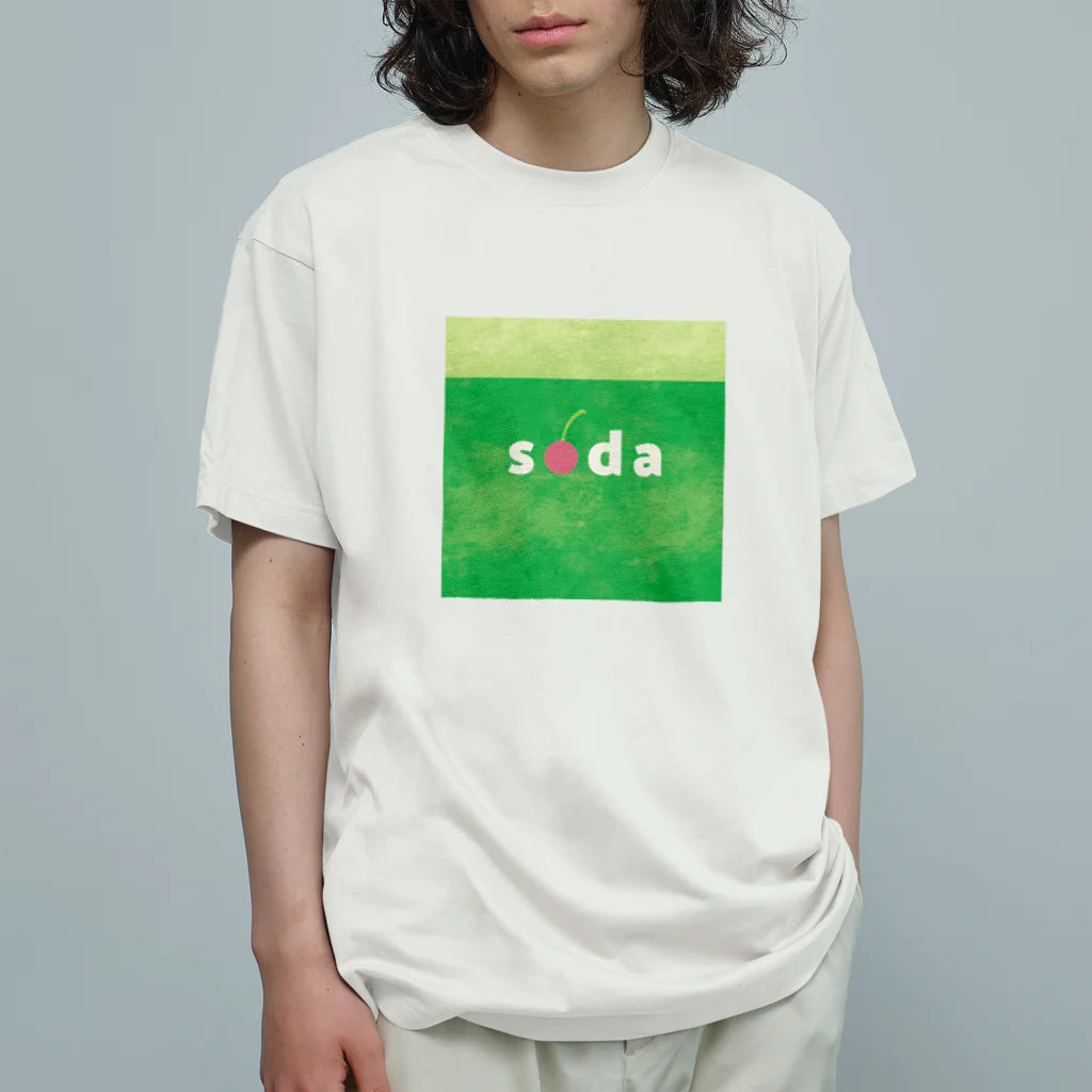 menkoiのメロンソーダLOGO オーガニックコットンTシャツ