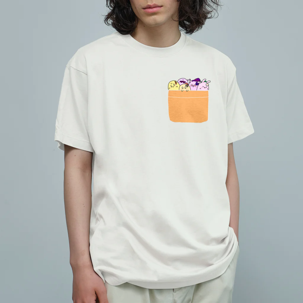 おばけベーカリーのポケットおばけ(オレンジ) Organic Cotton T-Shirt