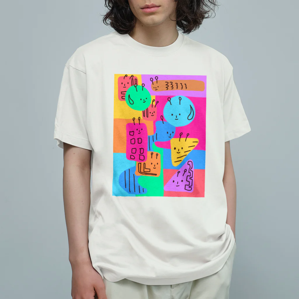 かえるのてぶくろのめいっぱいカラフル オーガニックコットンTシャツ