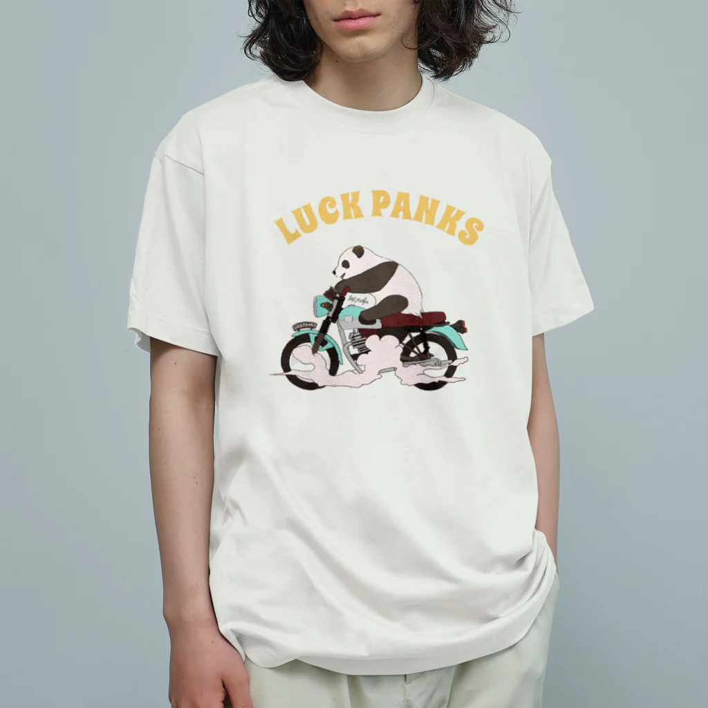 ラックパンクスのバイク乗りのパンダ 유기농 코튼 티셔츠