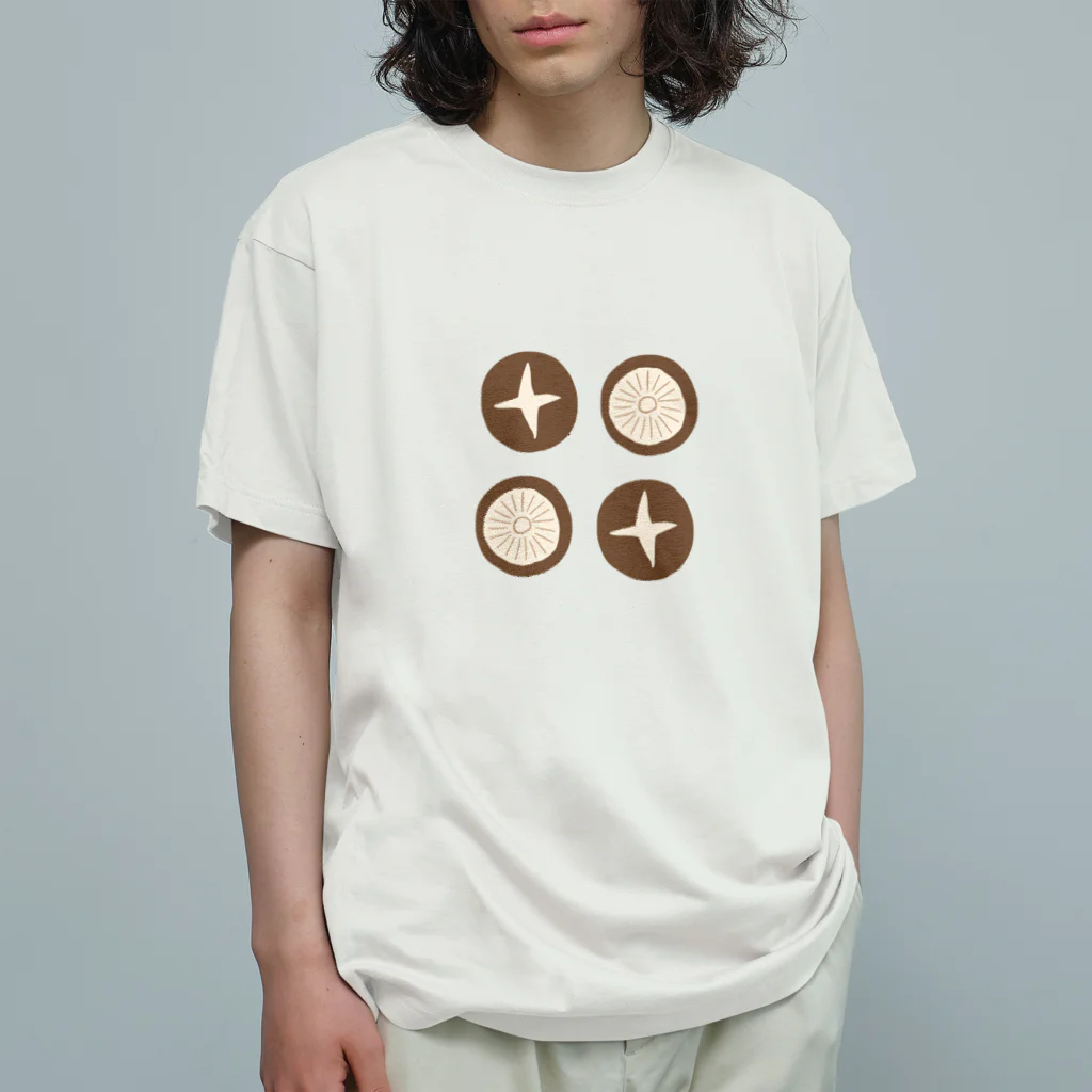 まめあじのおもてうらシイタケ Organic Cotton T-Shirt