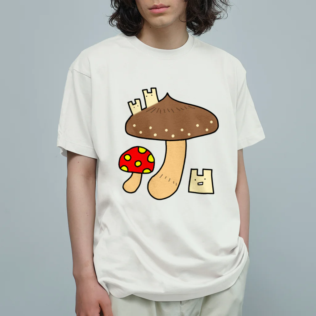 2Dうさぎの2Dうさぎ きのこ オーガニックコットンTシャツ