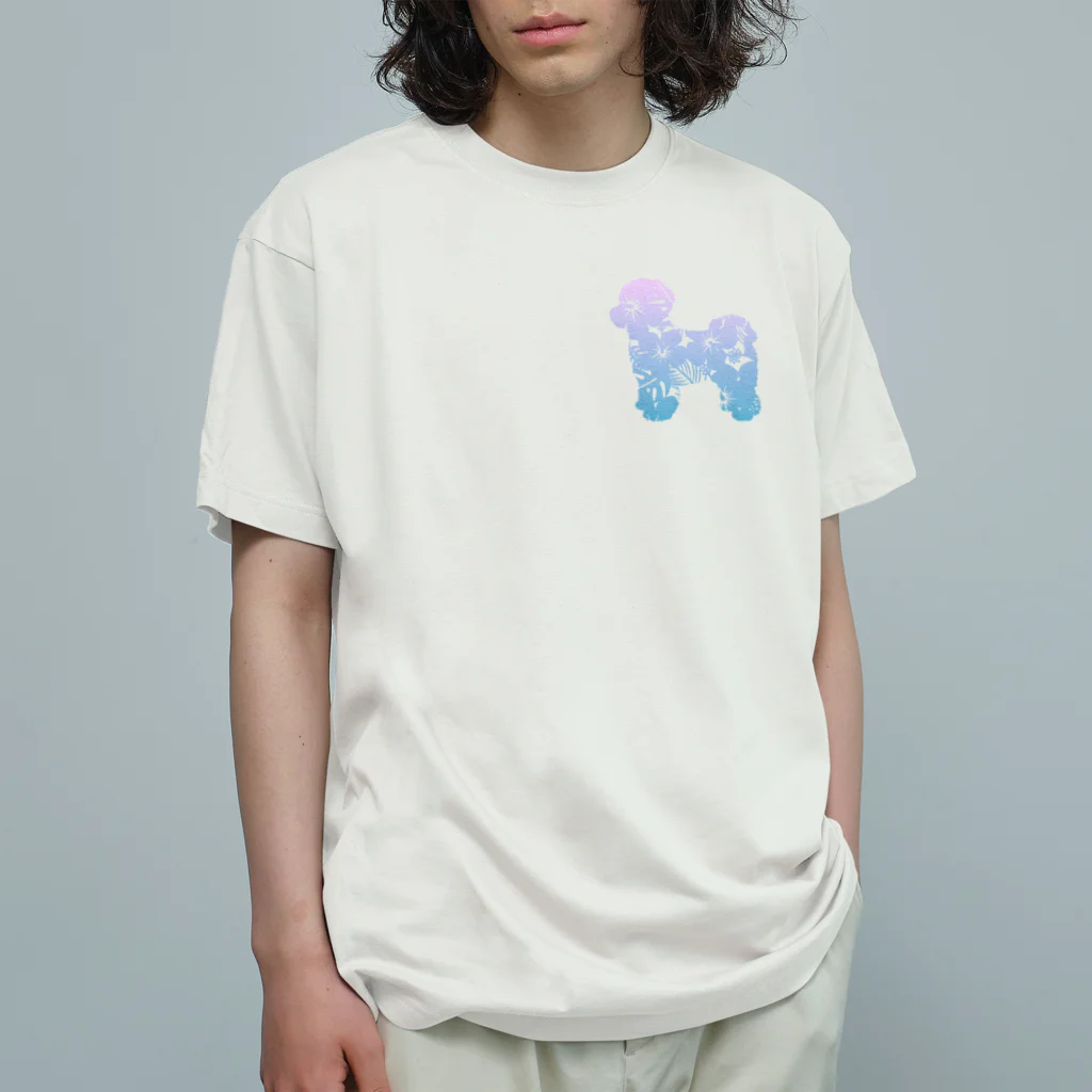 AtelierBoopの花-sun 2 マルチーズ オーガニックコットンTシャツ