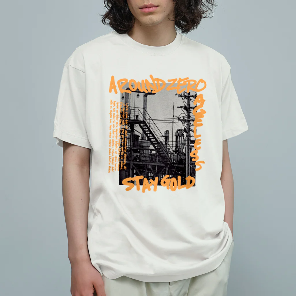 AROUND ZEROのAround0 PHOTO GRAPHIC ORANGE オーガニックコットンTシャツ