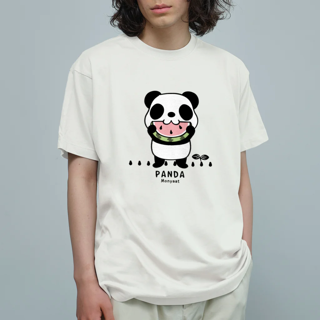 イラスト MONYAAT のスイカを食べるパンダちゃん C Organic Cotton T-Shirt